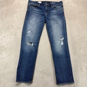 Gap 1969 Jeans Womens 29 Short Real Straight Distressed Thunderstruck Wash Denim